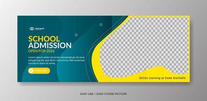 Modern and simple school admissions web banner design template vector