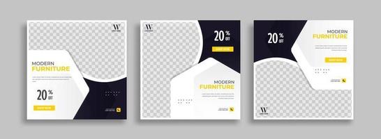 Furniture Editable minimal square banner template with geometric shapes for social media post, story and web internet ads. Vector illustration