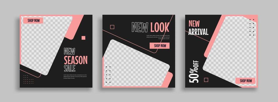 Set of Editable minimal square banner template. Blue yellow white background color with geometric shapes for social media post and web internet ads. Vector illustration