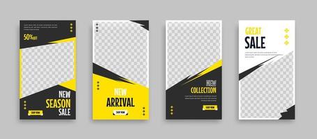 Set of Editable minimal square banner template. Blue yellow white background color with geometric shapes for social media post and web internet ads. Vector illustration