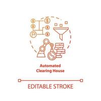 Automated Clearing House red gradient concept icon. ACH credit transfer idea thin line illustration. Electronic payment system. Financial transaction. Banking. Vector isolated outline drawing
