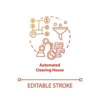 Automated Clearing House red gradient concept icon. ACH credit transfer idea thin line illustration. Electronic payment system. Financial transaction. Banking. Vector isolated outline drawing