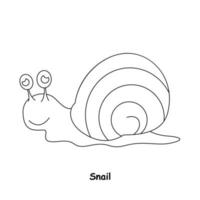 children trace and coloring snail cartoon cute vector