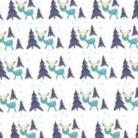 Winter Christmas tree pattern with reindeer vector illustration