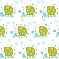 Pattern with style cartoon turtle vector