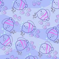Pattern with pink striped fish in cartoon style. Creative vector childish background for fabric, textile or wrapping paper.