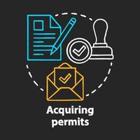 Acquiring permits chalk concept icon. Obtaining license idea. Getting approval. Legal documents and permissions. Formal application. Vector isolated chalkboard illustration