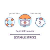 Deposit insurance concept icon. Savings idea thin line illustration. Safe financial plan. Bank account fraud, theft, bankruptcy protection. Vector isolated outline drawing. Editable stroke