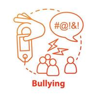 Verbal and social bullying concept icon. Harassment, social abuse and violence idea thin line illustration. Antisocial aggressive behaviour. Vector isolated outline drawing