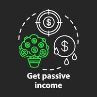 Get passive income chalk concept icon. Savings idea. Getting interest, percentage from investment, deposit. Gaining residual profits. Financial services. Vector isolated chalkboard illustration