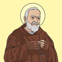 Saint Padre Pio of Pietrelcina Colored Vector Illustration