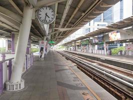 BTS Station BANGKOKTHAILAND17 AUGUST 2018 On the train station there are not many passengers. on17 AUGUST 2018 in Thailand. photo