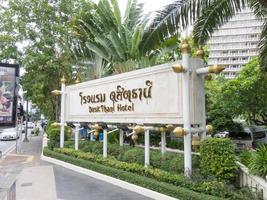 Label of Dusit Thani Hotel BANGKOKTHAILAND16 AUGUST 2018 Dusit Thani Hotel on 16 AUGUST 2018 in Thailand. photo