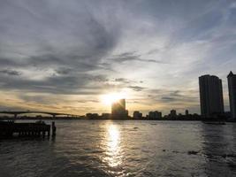 BANGKOKTHAILAND17 SEPTEMBER 2018Chao Phraya River in the evening and twilight. on 17 SEPTEMBER 2018 in Thailand. photo