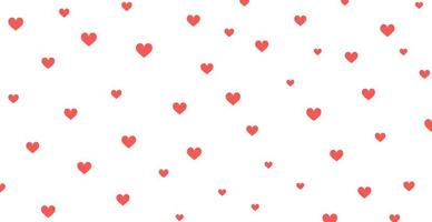 Panoramic pattern white background with red hearts - Vector