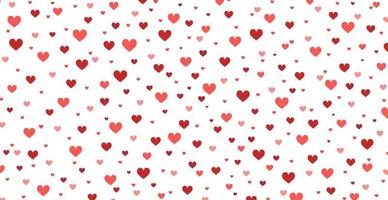 Panoramic pattern white background with many red hearts - Vector