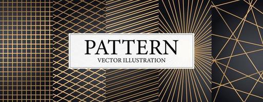 Set of 5pcs modern geometric luxury web postcard templates for business or presentation with golden lines on dark blue background - Vector