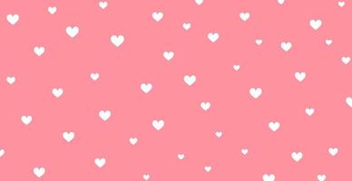 Panoramic pattern pink background with many white hearts - Vector