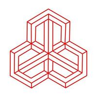 formas de ilusión óptica. logo. objeto de arte óptico. figuras imposibles. estilo escher. geometría. arte lineal. vector