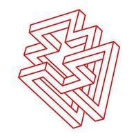 Impossible optical illusion shapes. Optical art object. Impossible figures. Unreal geometric objects. vector