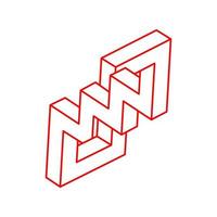 Impossible optical illusion shapes. Logo. Optical art objects. Impossible figures. Line art. Geometry. vector