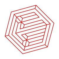 Impossible shapes. Logo. Sacred geometry figures. Optical illusion. Abstract eternal geometric object. Impossible endless outline. Optical art. Impossible geometry shape on a white background. vector