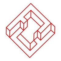 Impossible shapes. Web design elements. Optical Illusion objects. Line design. vector