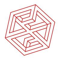 Impossible optical illusion shapes. Logo. Optical art objects. Impossible figures. Line art. Unreal geometric object. vector