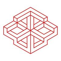 Logo. Impossible shapes. Optical illusion figure. Abstract eternal geometric object. Line art. Impossible endless outline. Impossible geometry symbol on a white background. Optical art. vector