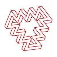 Impossible shapes. Logo. Sacred geometry figure. Optical illusion. Abstract eternal geometric objects. Optical art. Impossible geometry shape on a white background. Line art. Escher paradox. vector