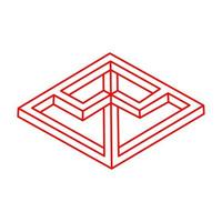 Escher paradox geometry. Optical illusion objects. Sacred geometric figure. Optical art. Impossible shapes. vector
