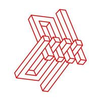 Impossible optical illusion shapes. Logo. Optical art object. Impossible figures. Unreal geometric objects. vector