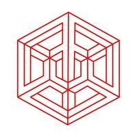 Impossible shapes logo design, optical illusion object. Geometry. Optical art figure. Escher style. vector