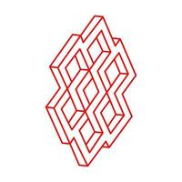 Impossible shapes. Logo. Line design. Isolated on a white background. Vector illustration. Optical illusion objects. Optical art. Geometric figures. Line art.
