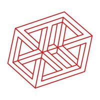 Impossible shapes. Logo. Sacred geometry. Optical illusion. Abstract eternal geometric object. Impossible endless outline. Line art. Optical art. Impossible geometry shape on a white background. vector