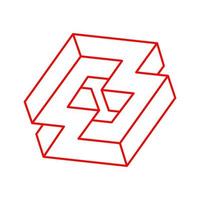 Impossible shapes. Optical illusion. Abstract eternal geometric objects. Impossible endless outline. Logo. Impossible geometry symbol on a white background. Optical art. vector