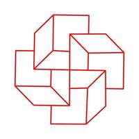 Impossible shapes. Sacred geometry figure. Optical illusion. Abstract eternal geometric objects. Impossible endless outline. Line art. Optical art. Impossible geometry shape on a white background. vector