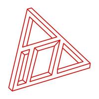 Impossible shapes, optical illusion triangle, vector. Escher paradox. Optical art objects. Geometry figure. vector