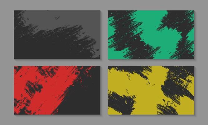 Set Of Abstract Grunge Texture Design In Black Background