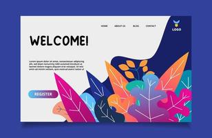 Flat nature landing page template gradien vector