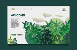flat nature landing page template gradient green vector
