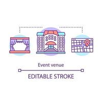 Event venue concept icon. Organization idea thin line illustration. Lease of premises. Event management. Meeting location. Vector isolated outline drawing. Editable stroke