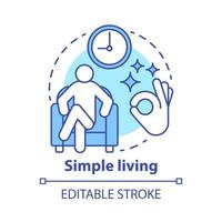 Simple living concept icon. Reducing personal possessions idea thin line illustration. Increasing self-sufficiency, minimalism. Simplify lifestyle. Vector isolated outline drawing. Editable stroke