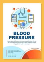 Blood pressure brochure template layout. Manometer using. Flyer, booklet, leaflet print design with linear illustrations. Vector page layouts for annual reports, advertising posters