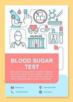 Blood sugar test brochure template layout. Diabetic patients healthcare. Flyer, leaflet print design, linear illustrations. Vector page layouts for magazines, annual reports, advertising posters