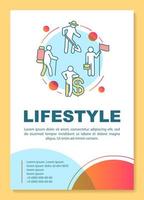 Lifestyle poster template layout. Social position. Way of living. Banner, booklet, leaflet print design with linear icons. Vector brochure page layouts for magazines, advertising flyers