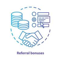 Casino referral bonuses concept icon. Reward program idea thin line illustration. Referral awards, incentives and benefits. Redeem points. Vector isolated outline drawing