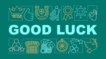 Good luck word concepts banner. Fortune. Gambling, games of chance. Jackpot, win and success. Presentation, website. Isolated lettering typography idea with linear icons. Vector outline illustration