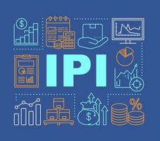 IPI word concepts banner. Industrial production index. Economic manufacture indicator. Presentation, website. Isolated lettering typography idea with linear icons. Vector outline illustration