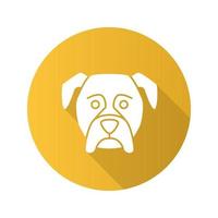 Boxer flat design long shadow glyph icon. Guardian dog breed. Vector silhouette illustration